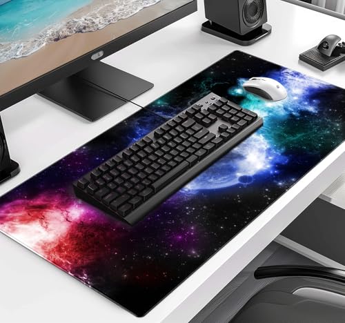 Large Extended Nebula Starry Sky Mouse Pad, Laptop and Home Office Desk Pad | Large Extended Mouse Pad; Full Desk Coverage; Waterproof Coating; Stable Anti-Slide Base For Gaming, Office, Study Daily Use - color: Nebula Starry Sky