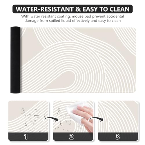 iCasso Big Desk Pad, XXL Extended Gaming Mouse Pad, Large Mouse Pad for Desk Rubber Base Mousepad with Stitched Edges, Keyboard Mouse Mat for Work, Game, Office, Home, Lines - color: Lines