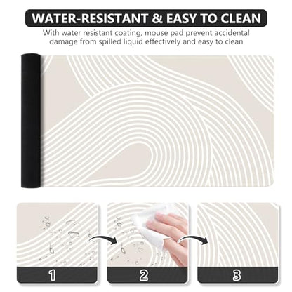 iCasso Big Desk Pad, XXL Extended Gaming Mouse Pad, Large Mouse Pad for Desk Rubber Base Mousepad with Stitched Edges, Keyboard Mouse Mat for Work, Game, Office, Home, Lines - color: Lines