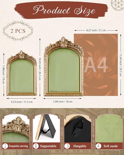 Wonderjune 2 Pcs Gold Jewelry Display Frame Vintage Jewelry Stand 10″, 7″ Resin Necklace Organizer Ring Holder Earring Tray for Photography Props Women Wedding Gifts(Green,Large,Small,Elegant) - color: Green, size: Large,Small, style: Elegant