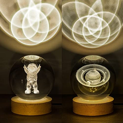 4pcs Wooden Light Base, Round & Square Crystal Sphere Pedestal Stand with USB Cable Switch, Light Display Base for Illuminate 3D Crystal Ball Aroma Stone Resin Art Ornament