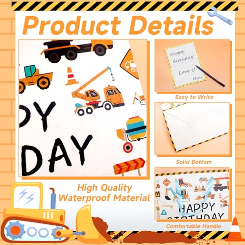 Woohookaka 13" Construction Birthday Gift Bag for Boys, Truck Themed Party Supplies with Tissue Paper & Card, Durable Engineering Vehicles Gift Bag for Kids Birthday Party Favors - color: Truck