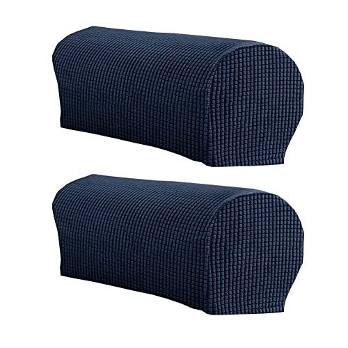 LINGXIYA Set of 2 Sofa Armrest Cover, Soft Stretch Arm Cover for Recliners Sofas Chairs,Couch Furniture Armrest Protector Covers - color: Navy Blue