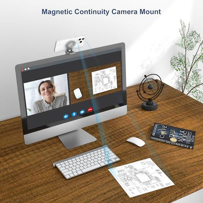Itramax Continuity Camera Mount for Desktop Monitor,Magnetic Phone Holder for Webcam Compatible with iPhone 17 16 15 13 14 12,MagSafe,iOS 16 iMac & MacBook macOS 13 Ventura,Studio Display,TV,Silver - color: Standard-Silver