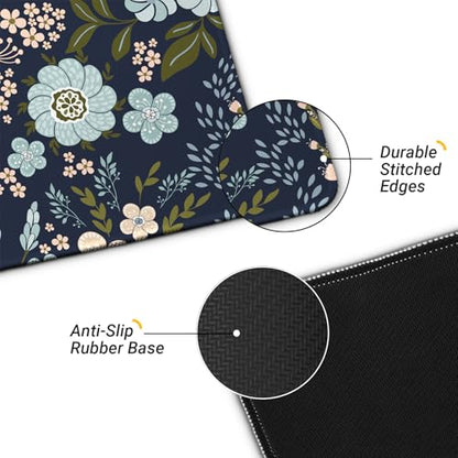Gaming Mouse Pad, Large 31.5 x 11.8 inches Mousepad, Long Keyboard Pad, Cute Mouse Mat for Computer with Stitched Edges and Non-Slip Base (Black Flowers) - color: Black Flowers