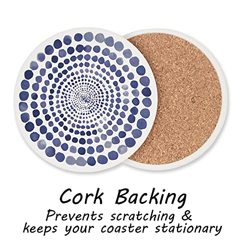 AD Set of 6 Coasters for Drinks Absorbing Round Ceramic Stone Coaster with Cork Base,Tabletop Protection Mat for Mugs and Cups,Office,Kitchen (Bloom Abstract) - style: Bloom Abstract