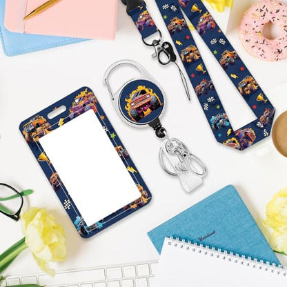 Truck for ID Badge Holder, Truck ID Badge Holder with Heavy-Duty Retractable Reel Clip, Gift for Teacher Nurse Adult - color: Childrentruck-blue