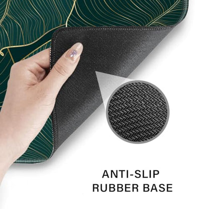 Desk Pad and Keyboard Wrist Rest, Large Mouse Pad + Keyboard Pad+Mouse Wrist Support, Non-Slip Desk Mat Protector for Office, Home 31.5×11.8 Inches Plant Leaves - color: Plant Leaves