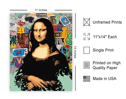 Poster Master Mona Lisa Poster - Portrait Print - Pop Modern Masterpiece Art - Woman Illustration - Abstract Colorful Piece - Living Room or Bedroom Decor - 11x14 UNFRAMED Wall Decor - color: Style-05, size: 11"L x 14"W