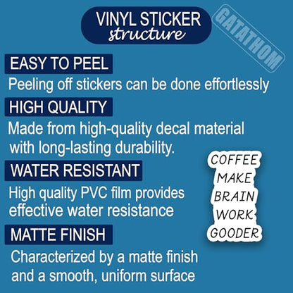 (3Pcs) Coffee Make Brain Work Gooder Vinyl Sticker, Funny Coffee Lover Gift Sarcastic Office Viny Decals, Waterproof Stickers for Laptop Water Bottle Mugs Cups Scrapbook, 3" x 1.8'' - color: Coffee Make Brain Work Gooder