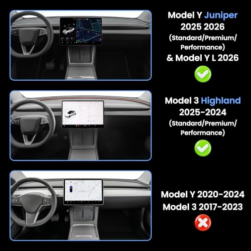 for Tesla Model Y Juniper & Model Y L Under Screen Storage Organizer 2025-2026/Model 3 Highland 2024-2026, Hideable Center Console Organizer Tray for Model Y Juniper Accessories, Black - color: Black-Juniper/Highland, size: Hideable