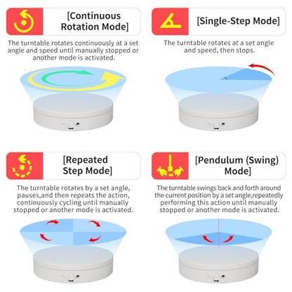Motorized Rotating Display Stand with Remote, 4.53in 360 Electric Turntable for Display,Photography,3D Scanner Models, Motorized Lazy Susan and Photography Turntable Control Angle/Speed,Step/Swing/Continuous Rotation - size: 4.53inch/White/11Lbs Load