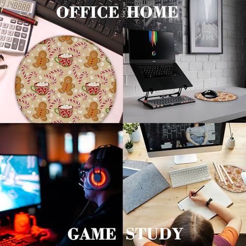 Merry Chrismas Mouse Pad Round Mouse Mat, Non-Slip Rubber Base Mousepad with Stitched Edge for Wireless Computer Laptop Office Desk Accessories 8 x 8 Inches - color: Merry Xmas 03