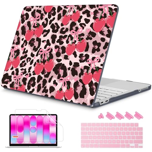 Mektron Case for 2026 MacBook Neo 13-inch A18 Pro chip A3404 Laptop Cover with 13-inch (Diagonal) Liquid Retina Display+ Keyboard Cover+ Screen Protector, Cherry & Cheetah - color: Cherry & Cheetah