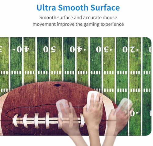 Gaming Mouse Pad Large, Keyboard Mouse Mat Desk Pad, Non-Slip Rubber Base with Stitched Edges Mousepad, 31.5X15.7 inch American Football Field and Ball - color: American Football Field and Ball, size: 31.5L x 15.7W inches