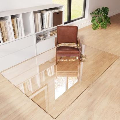 Tempered Glass Chair Mat 72"x48" – Ultra-Clear Office Chair Mat for Hardwood Floors & Low-Pile Carpets – Heavy-Duty 0.2" Scratch-Resistant Surface with Non-Slip Pads – Supports 1,000 lbs - size: 72"x48"