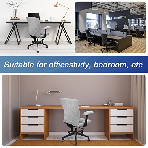 Tallew 4 Pcs Office Chair Covers Set Computer Universal Protective Stretchable Chair Seat Covers Desk Armrest Slipcovers Pads Office Cushion Backrest for Rotating (XL,Silver Gray) - color: Silver Gray