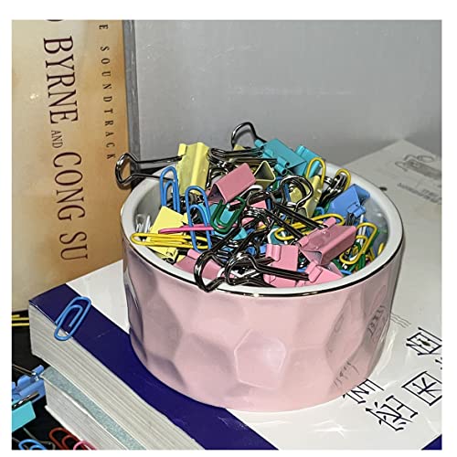 Ceramic Paper Clip Holder Ceramic Paper Clip Dispenser Organizer for Office Desk Binder Clip Holder (Pink) - color: Pink
