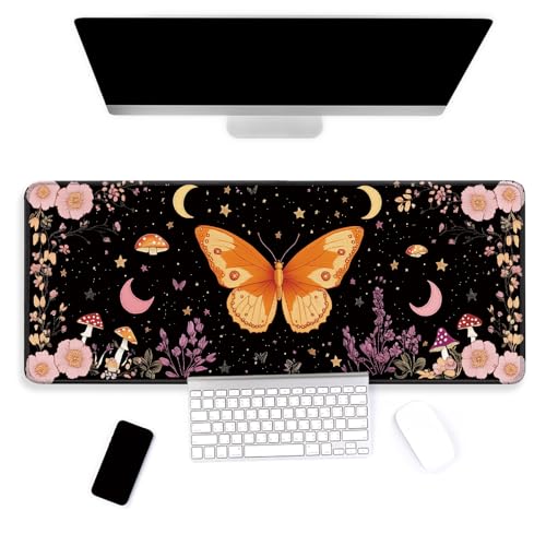 Large Mouse Pad, Big Gaming Mousepad, Desk Mat for Desktop, Thick Non-Slip Waterproof Rubber Base, Mouse Pads for Office, Computer, Keyboard, Laptop 31.5x11.8 in, Aesthetic Butterfly - color: Aesthetic butterfly, size: 31.5" x 11.8"