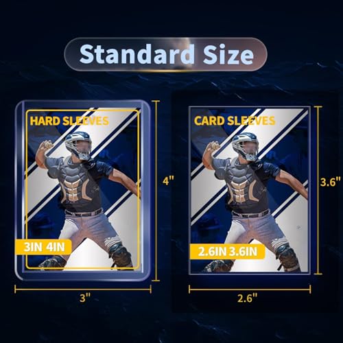 1000 Card Sleeves Hard Plastic, Premium Baseball Card Sleeves, 3" x 4" Trading Cards Holder, Sports Football Game Cards Protectors Top Cases (500 Hard Sleeve + 500 Soft Sleeve) - size: 500 Hard Sleeves + 500 Soft Sleeves