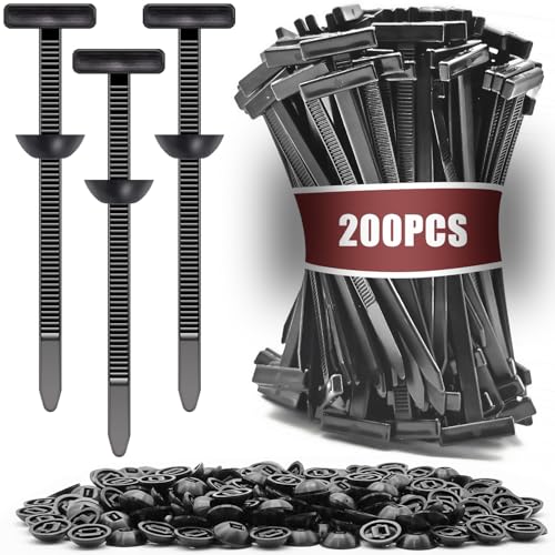 200 Pack Nylon Universal Cable Tie Buckle Zip Tie, Heavy Duty Self-Locking Push Pin with Button Fixion Tools, UV Resistant Plastic Rivet Fasteners for Car Auto Repair (Fender, Bumper, Trunk Liner) - color: 200