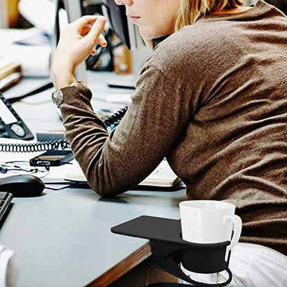 Dirza Upgraded Clip On Cup Holder for Office Chair Table Desk Side to Hold Coffee Mug Water Soda Tea Drinking Bottle Black - color: Black