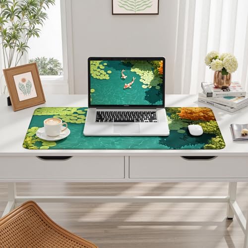 Japanese Koi Fish Desk Mat Pad XXL Large Lofi Serene Pond Playmat Gaming Mouse Pad Desktop Mat for Office,Computer,Keyboard,Laptop and Home 31.5 X 15.7inch - color: A7- Koi Fish