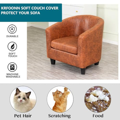 KRFOONN Club Chair Slipcover 2 Piece Stretch Jacquard Round Barrel Chair Covers Removable Tub Chair Slipcover with Elastic Bottom Chair Coverings Furniture Protector Cover for Living Room, T1 - color: Color T1