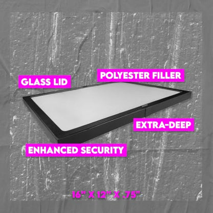 SE Glass Top Display Box - JT9212 - size: 16” x 12” x ¾"