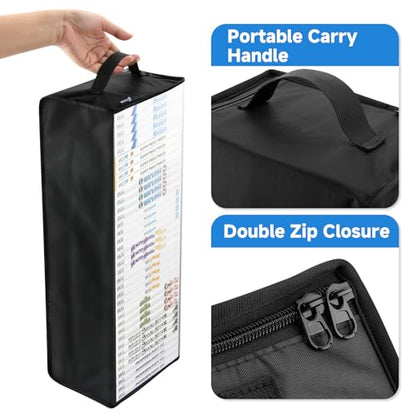 Game Disc Storage Bag Compatible with Wii PS2 Xbox 360 Games | Portable Carrying Case Holds 37 Discs Boxes, Clear TPU Organizer Bag, Compatible with Wii U Gamecube Standard DVD Case, Black