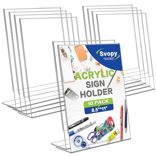 Acrylic Sign Stand Holders - 8.5 x 11 Clear Plastic Table Paper Display Stand, Suit for Displaying Posters, Picture, Flyers, Menu - 10 Pack - style: 10 pack