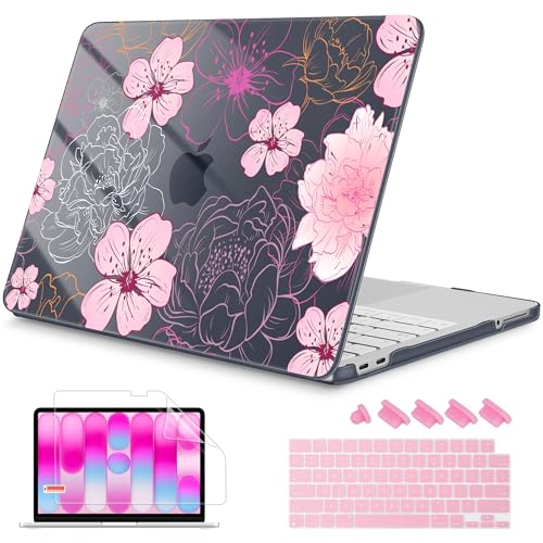 Mektron Case for 2026 MacBook Neo 13-inch A18 Pro chip A3404 Laptop Cover with 13-inch (Diagonal) Liquid Retina Display+ Keyboard Cover+ Screen Protector, Flowers Illustration - color: Flowers Illustration