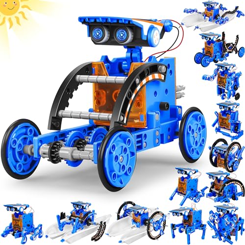 STEM 13-in-1 Education Solar Power Robots Toys for Boys Age 8+ , Educational Toy DIY Science Kits for Kids, Building Experiment Robotics Set Birthday Gifts for 8+ years old boys and girls . - color: Dark Blue