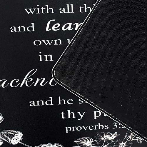 EOBTAIN Black and White Large Mouse Pad Bible Verse Keyboard Mat 31.5x15.7 Inch Scripture XXL Thin and Big Extended Desk Mat Smooth Non-Slip Rubber Mousepad Relaxing Spiritual Desk Accessories - color: Black