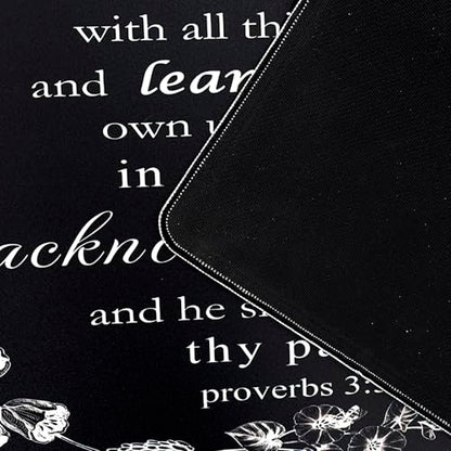 EOBTAIN Black and White Large Mouse Pad Bible Verse Keyboard Mat 31.5x15.7 Inch Scripture XXL Thin and Big Extended Desk Mat Smooth Non-Slip Rubber Mousepad Relaxing Spiritual Desk Accessories - color: Black