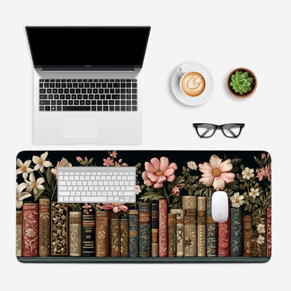 Mouse Pad, Large Anti-Slip with Stitched Edges Desk Mat Desktop Laptop Computer Desk Keyboard Mat,Table Protector Blotter Mat (Book, 35.4" x 15.7") - color: Book, size: 35.4" x 15.7"