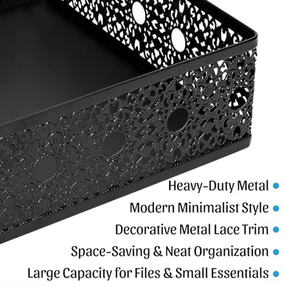 Letter Desk Tray Organizer, Metal Mesh File Basket for Office Home | Decoration Drawer Trays, Large Capacity Heavy-Duty Storage Box, Desktop Bin for Document, A4 Printer Paper, Mail, Paperwork - style: Pattern 3#