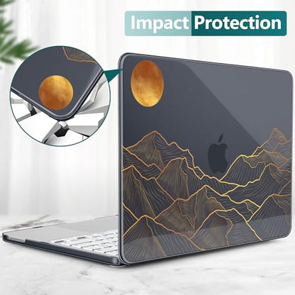 DONGKE Compatible with MacBook Neo 13 Inch Case 2026 A3404 A18 Pro chip & Touch ID, Plastic Hard Shell with Keyboard Cover, Screen Protector & Dust Plugs, Abstract Mountain - color: Abstract Mountain