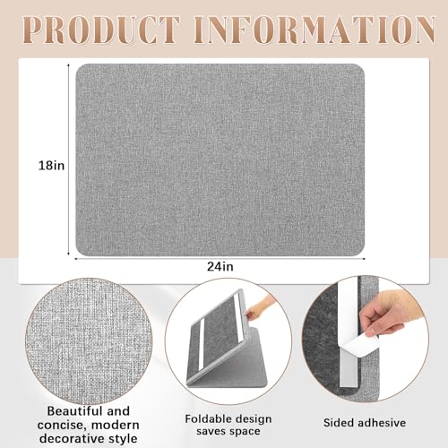 Hahafelt 24"x 18" Linen Fabric Bulletin Board Pinboard for Walls Display Frameless Pinboard Display Notice Memory Board for Office Walls Home Kitchen Easy to Install(Grey) - color: Grey, size: 23.6" x 17.7"