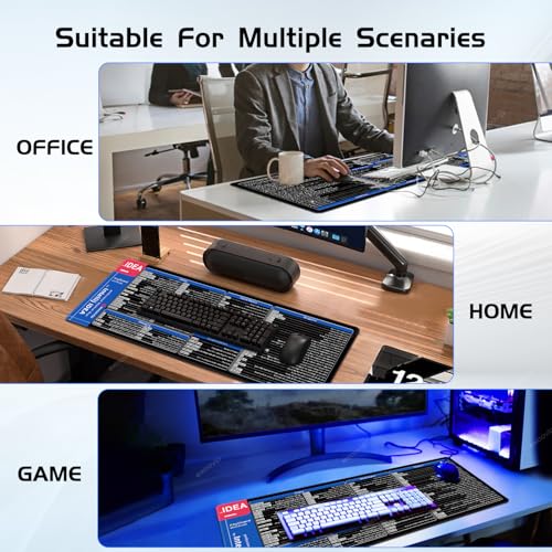 excovip IDEA Commands Shortcuts Mouse Pad -80x30x0.2 cm Extended Large Cheat Sheet Mousepad PC Office Spreadsheet Keyboard Mouse Mat Non-Slip Stitched Edge 0362 - color: For IDEA