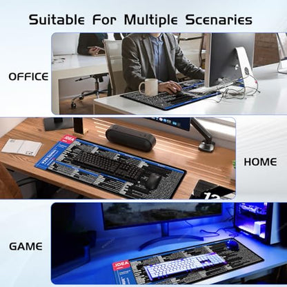 excovip IDEA Commands Shortcuts Mouse Pad -80x30x0.2 cm Extended Large Cheat Sheet Mousepad PC Office Spreadsheet Keyboard Mouse Mat Non-Slip Stitched Edge 0362 - color: For IDEA