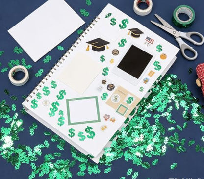 Green Dollar Sign Party Confetti,Table Scatter Decoration for Money Theme Birthday Table Decor, Casino Themed Birthday Adult Game Night Retirement Anniversary Graduation Party Decoration