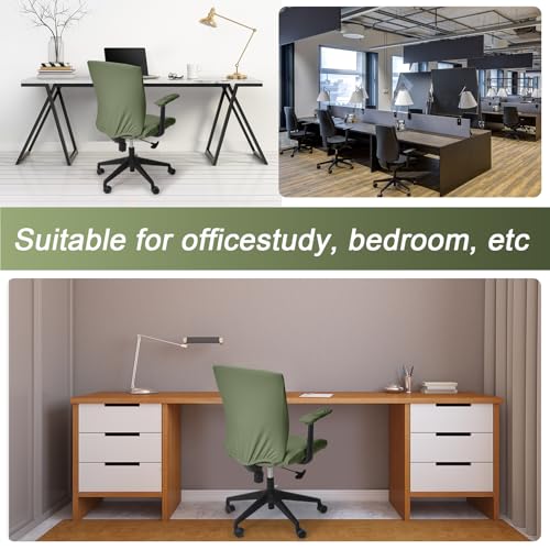 Tallew 4 Pcs Office Chair Covers Set Computer Universal Protective Stretchable Chair Seat Covers Desk Armrest Slipcovers Pads Office Cushion Backrest for Rotating(Grass Green) - color: Grass Green