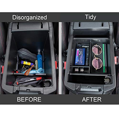 JDMCAR Center Console Organizer Compatible with Toyota 4Runner Accessories 2010-2024 and Kia Telluride (2020-2024), Insert ABS Black Materials Tray, Armrest Box Secondary Storage - color: black
