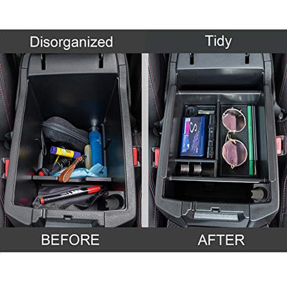 JDMCAR Center Console Organizer Compatible with Toyota 4Runner Accessories 2010-2024 and Kia Telluride (2020-2024), Insert ABS Black Materials Tray, Armrest Box Secondary Storage - color: black