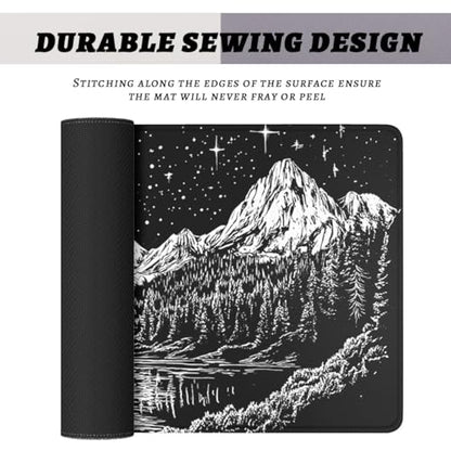 Moon Night Gaming Mouse Pad Dark Mountain Landscape Large Gaming Mouse Mat with Stitched Edges,Non-Slip Waterproof Rubber Base Office Computer Keyboard Laptop 31.5"x11.8" - color: Moon Night, size: 31.5L x 11.8W inches