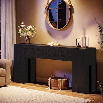 Tribesigns 71-Inch Long Console Table for Entryway, Farmhouse Sofa Console Behind Couch, Entry Table for Hallway, Foyer, Living Room, Black - color: Black