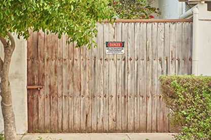 Funny Warning Signs Tin Sign Danger Velociraptor Containment Metal Sign Beware Sign Hanging Metal Poster for Home 8 x 12 in - color: Velociraptor