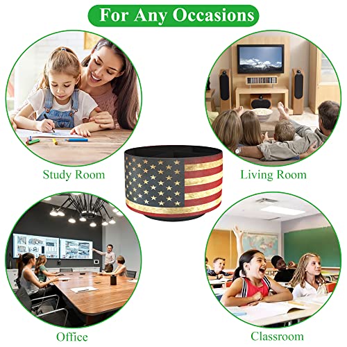 Round Leather Art Supply Organizer,Remote Control Holder,360 Degree Rotating,Multi-Functional Pencil Holder,4 Compartments Desktop Stationary Organizer(1-American Flag) - color: 1-American Flag