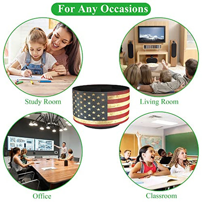 Round Leather Art Supply Organizer,Remote Control Holder,360 Degree Rotating,Multi-Functional Pencil Holder,4 Compartments Desktop Stationary Organizer(1-American Flag) - color: 1-American Flag